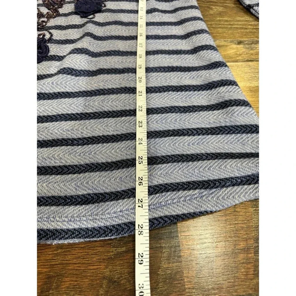 Soft Surroundings Blue Striped Shirt Embroidered Lace - Picture 9 of 9